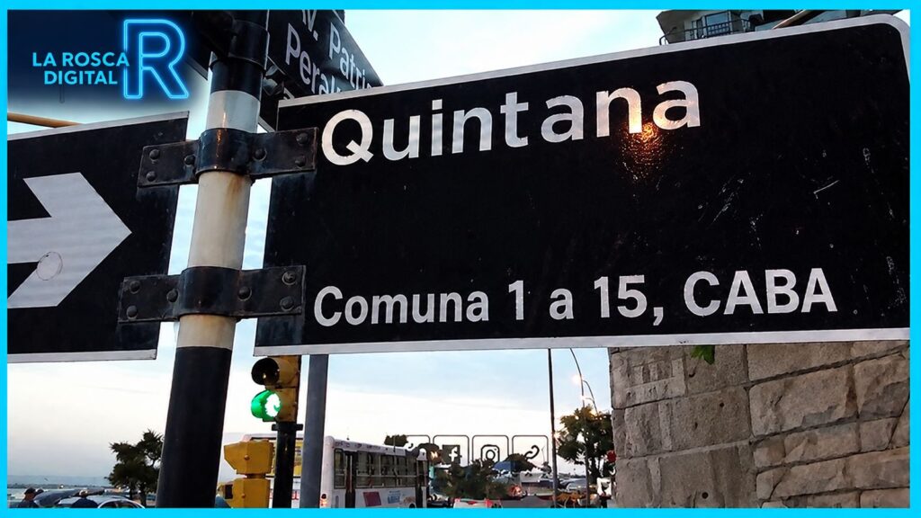 Cartel de calle con la leyenda 'Quintana' y 'Comuna 1 a 15, CABA'